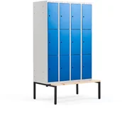 Szafy biurowe - AJ Produkty Szafa osobista, 3 schowki w pionie, z ławeczką - miniaturka - grafika 1