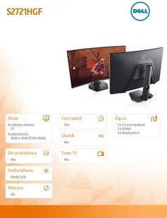 Dell S2721HGF Curved - Monitory - miniaturka - grafika 3
