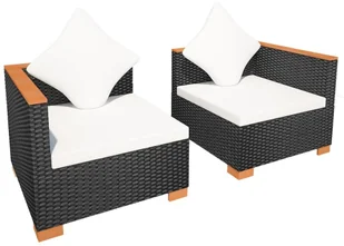 vidaXL Zestaw mebli do ogrodu, 6 części, czarny polirattan, blat WPC - Meble ogrodowe - miniaturka - grafika 6