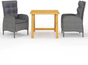 vidaXL 3-częściowy zestaw mebli ogrodowych, szary - Meble ogrodowe - miniaturka - grafika 2