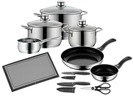 Zestawy garnków i patelni - WMF Diadem zestaw garnków 6-częściowy Plus krawędź do wylewania pokrywa szklana Cromargan polerowana ze stali nierdzewnej do kuchenek indukcyjnych można myć w zmywarce 730756040 - miniaturka - grafika 1