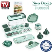 Inne - Genius Nicer Dicer Fusion Julietti 16-częściowy zestaw do krojenia, tarcia, krojenia w spiralę, siekania w kostkę, do owoców i warzyw, produkt znany z telewizji A33752 - miniaturka - grafika 1