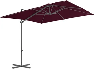 vidaXL Parasol wiszący na stalowym słupku, bordowy, 250x250 cm 312308 - Parasole ogrodowe - miniaturka - grafika 3