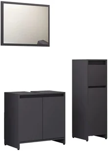 vidaXL vidaXL 3-częściowy zestaw mebli łazienkowych, szary, płyta wiórowa 8720286166284 - Meble łazienkowe - miniaturka - grafika 2