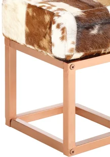 vidaXL Ławka 160 cm, brązowa, patchworkowa, prawdziwa kozia skóra vidaXL - Ławki do przedpokoju - miniaturka - grafika 6