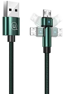 USAMS Kabel pleciony obrotowy U60 2A microUSB zielony/green 1m SJ478USB02 (US-SJ478) - Kable USB - miniaturka - grafika 2