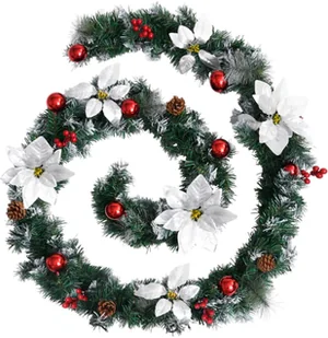 vidaXL Świąteczna girlanda z lampkami LED zielona 2,7 m PVC 320971 - Ozdoby bożonarodzeniowe - miniaturka - grafika 11