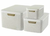 Pudła i pojemniki do przechowywania - Curver Koszyki Style z pokrywkami, 3 szt., białe, 240652 Keter Benelux - miniaturka - grafika 1
