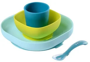 Beaba Komplet naczyń z silikonu blue - Miseczki i talerzyki dla dzieci - miniaturka - grafika 2
