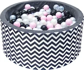Suche baseny - Welox Suchy basen dla dzieci 90x40 z kulkami piłeczkami 7cm - Szary zygzak WL-B-AC2G - miniaturka - grafika 1