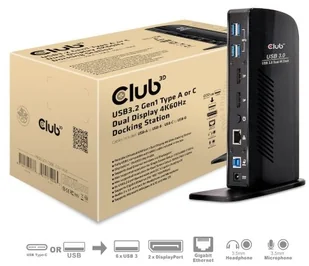 Club 3D Club 3d CSV-1460 USB 3.0 Dual wyświetlacz 4 K 60 HZ Docking Station Czarny CSV-1460 - Stacje dokujące i replikatory portów - miniaturka - grafika 2