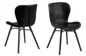 Krzesła - Actona Krzesło Batilda retro czarny, skóra 19369 - miniaturka - grafika 1