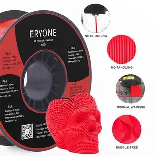 ERYONE ERYONE PLA Filament for 3D Printer 1.75mm Tolerance 0.03mm 1kg (2.2LBS)/Spool - Red 795738EUDF - Filamenty i akcesoria do drukarek 3D - miniaturka - grafika 4