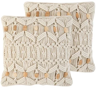 Beliani Zestaw 2 poduszek dekoracyjnych makrama 45 x 45 cm beżowy NICAEA - Poduszki dekoracyjne - miniaturka - grafika 2