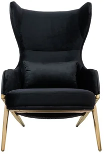 Fotel biurowy, krzesło biurowe King Home Fotel HAMPTON VELVET czarny ekoskóra czarna złota podstawa MSE011000304.E43V41 - Fotele i krzesła biurowe - miniaturka - grafika 5