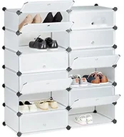 Szafki na buty - Relaxdays szafka na buty z tworzywa sztucznego, zamknięta, systemowa, 12 przegródek, wys. x szer. x gł.: 108 x 94 x 37 cm, różnekolory 10021979_50 - miniaturka - grafika 1