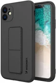 Etui i futerały do telefonów - Wozinsky Kickstand Case elastyczne silikonowe etui z podstawką iPhone 12 Pro czarny - miniaturka - grafika 1