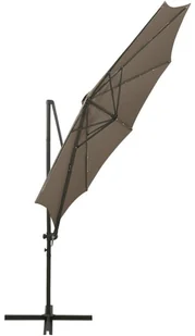 vidaXL Wiszący parasol z lampkami LED i słupkiem, kolor taupe, 300 cm 312339 - Parasole ogrodowe - miniaturka - grafika 8