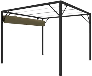 vidaXL Altana ogrodowa ze zwijanym dachem, 3x3 m, taupe, 180 g/m - Altany ogrodowe - miniaturka - grafika 5