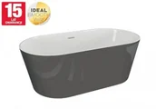 Wanny - Polimat Wanna akrylowa wolnostojąca 160x80x59 cm GRAFIT połysk z syfonem UZO ,15 LAT GWARANCJI 00437 - miniaturka - grafika 1
