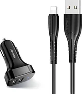 Ładowarki samochodowe - Usams Ładowarka samochodowa 2xUSB C13 2.1 A lightning czarny NTU35LC13TZ - miniaturka - grafika 1