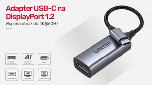 Unitek Adapter USB-C DP 1.2 4K/60Hz kabel 15cm - Adaptery i przejściówki - miniaturka - grafika 7