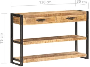 vidaXL Szafka, 120x30x75 cm, lite, surowe drewno mango 321802 - Szafki do salonu - miniaturka - grafika 15