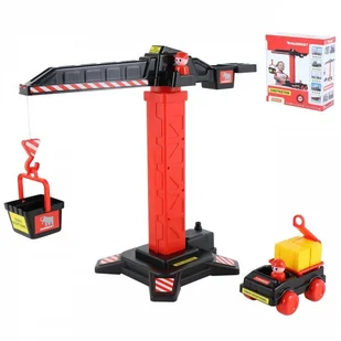 Wader Quality Toys Mammoet Dźwig Żuraw + Auto Ciężarówka 2 Figurki 65315 - Tory, garaże, parkingi - miniaturka - grafika 4