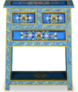 vidaXL Szafka z szufladami, drewno mango, turkusowa, ręcznie malowana - Komody - miniaturka - grafika 4