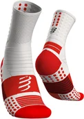 Skarpetki sportowe męskie - Compressport Skarpetki do biegania PRO MARATHON SOCKS biało-czerwone - miniaturka - grafika 1