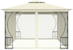 vidaXL Altana ogrodowa z zasłonami, 300x400x265 cm, kremowa 48596 - Altany ogrodowe - miniaturka - grafika 4