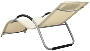 vidaXL Leżak, tworzywo textilene, kremowo-szary 310514 - Leżaki ogrodowe - miniaturka - grafika 4