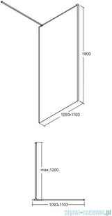 Besco Toca walk-in 110x190cm przejrzyste TCB-110-190C - Kabiny prysznicowe - miniaturka - grafika 2