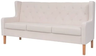 vidaXL 3-częściowy zestaw wypoczynkowy, materiałowy, kremowo-biały - Komplety wypoczynkowe - miniaturka - grafika 3