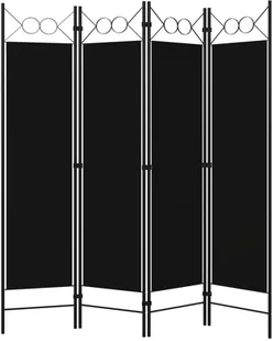 vidaXL Parawan 4-panelowy, czarny, 160 x 180 cm vidaXL - Parawany - miniaturka - grafika 2