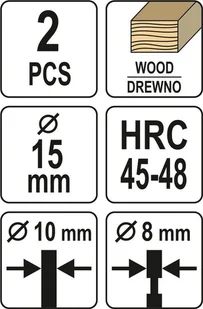 YATO FLEKOWNIK-SĘKOWNIK DO DREWNA 15MM 2SZT YT-33830 YT-33830 - Frezy - miniaturka - grafika 5