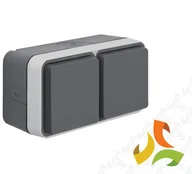 Gniazdka elektryczne - Berker W.1 Gniazdo 2 podwójne z uziemieniem z pokrywą poziome 4 wejścia IP55 szary 6768823515 HAGER - miniaturka - grafika 1