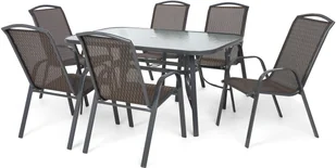 Home&Garden Meble ogrodowe metalowe Sevilla Atlanta Grey / Brown Triangles 6+1 159275 - Meble ogrodowe - miniaturka - grafika 2