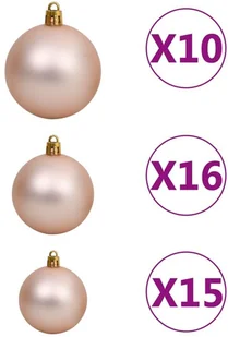 VidaXL Lumarko Sztuczna choinka z LED i bombkami, złota, 210 cm, PET 3077606 VidaXL - Ozdoby bożonarodzeniowe - miniaturka - grafika 7