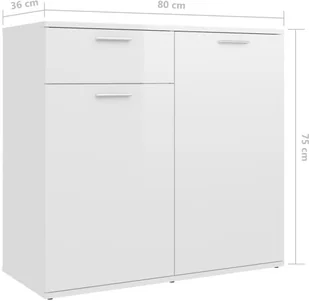 vidaXL Lumarko Szafka na wysoki połysk, biała, 80x36x75 cm, płyta wiórowa 805776 - Szafki do salonu - miniaturka - grafika 9