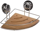 Półki łazienkowe - 5five Simple Smart łazienkowa narożna CADDY na przyssawki bambusowa 140738 - miniaturka - grafika 1