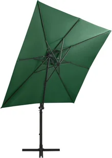 vidaXL Parasol wiszący z lampkami LED i słupkiem, zielony, 250 cm 312321 - Parasole ogrodowe - miniaturka - grafika 5