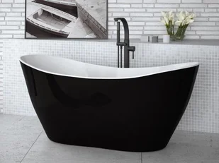 Besco Wanna wolnostojąca Viya Black&White 160x70 cm + - Wanny - miniaturka - grafika 2