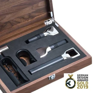 WMF Baric Sommelier zestaw do wina, 5-częściowy w orzech włoski drewnianym pudełku, korkociąg, nóż do folii, korek do butelek, wina ze sztukatorskie, otwieracz do butelek, czarna 662866040 - Pojemniki na przyprawy - miniaturka - grafika 2