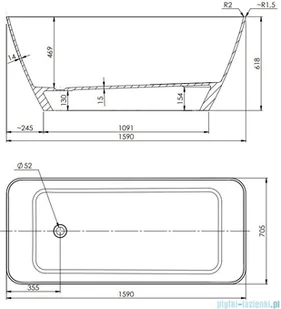 Omnires Parma WW BCP 159x70 cm biały/czarny połysk - Wanny - miniaturka - grafika 2