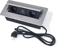 Listwy zasilające - KOLORENO Power port biurkowy wpuszczany w blat z 2x gniazdo zasilające oraz 2x USB 2.1 Multibox 2 - do taśm LED - Srebrny HUB-MULTIBOX2BA - miniaturka - grafika 1