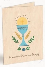 Karnet drewniany C6 Komunia kielich + koperta - Albumy inne - miniaturka - grafika 3