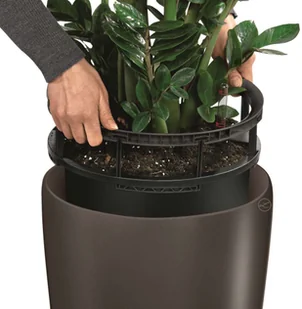 Lechuza Donica Rondo 40 ALL-IN-ONE, taupe, wysoki połysk, 15744 - Donice - miniaturka - grafika 4