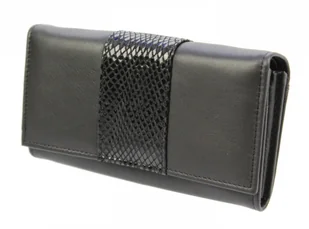 PolskaGalanteria.pl Portfel Damski PolskaGalanteria Z Wstawką Długi Suwak Skóra Naturalna CZARNY D14-WST - Portfele - miniaturka - grafika 2
