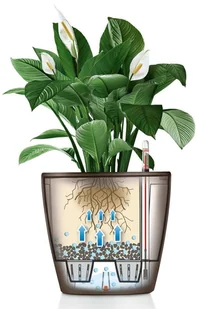 Lechuza Donica Classico 28 LS ALL-IN-ONE, szara, wysoki połysk, 16045 - Donice - miniaturka - grafika 7